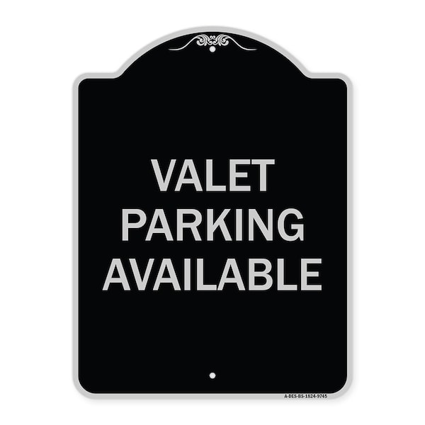 Signmission Designer Series-Valet Parking Available Black & Silver Heavy-Gauge Aluminum, 24" x 18", BS-1824-9745 A-DES-BS-1824-9745 - main